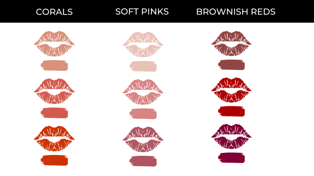 Lip colors for the soft autumn makeup colors palette