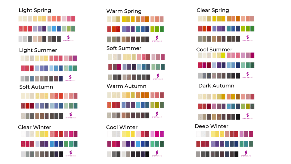 All 12 Color Palettes from the 12 Color Seasons