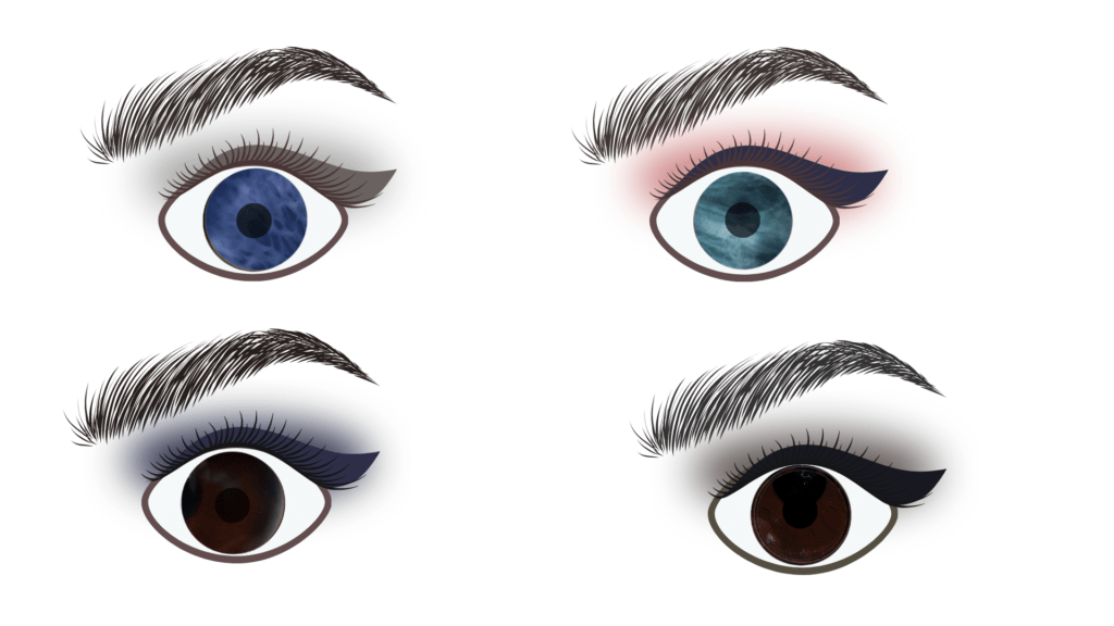 Eye makeup looks with clear winter makeup colors - drawings