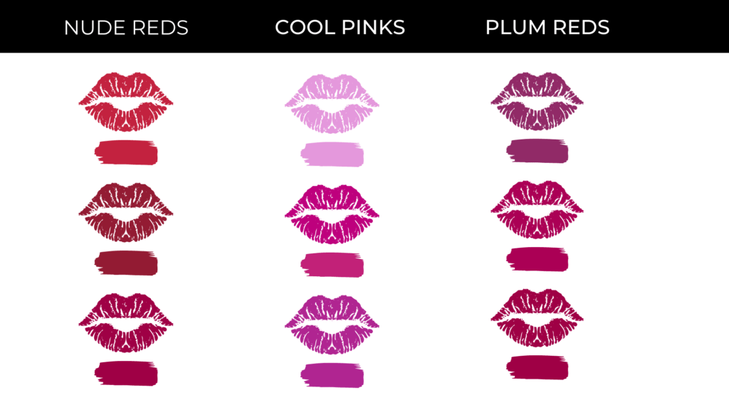 Lipstick shades from cool winter makeup colors