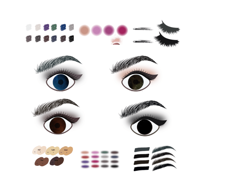 color palette of examples for deep winter makeup colors