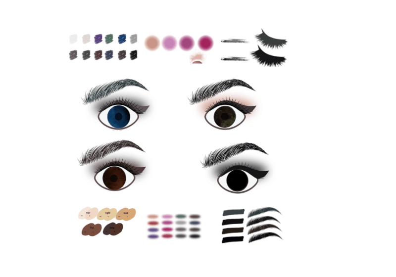 color palette of examples for deep winter makeup colors