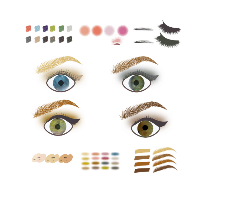 Color palette examples of all of the light spring makeup colors