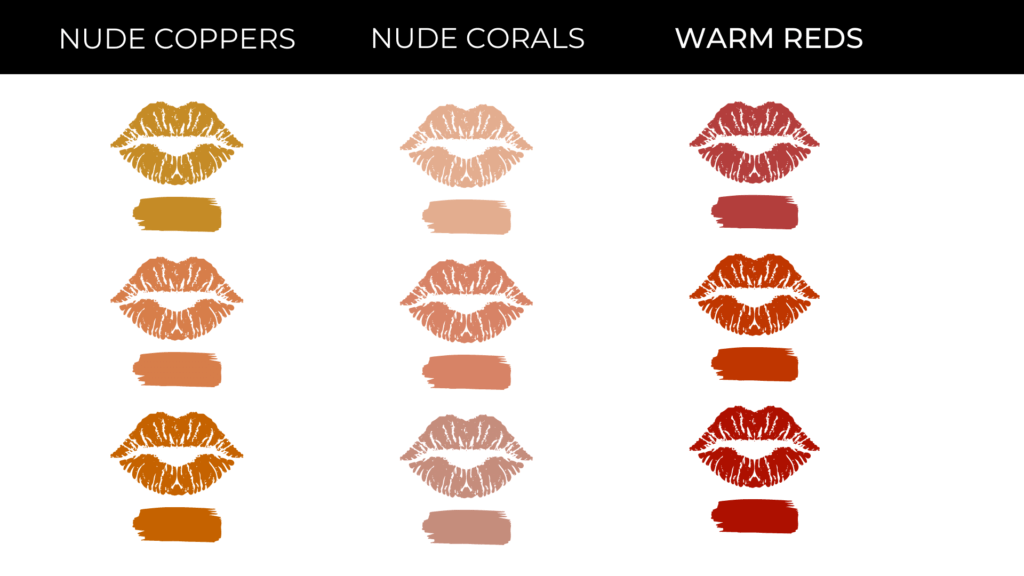Lipstick shades in warm spring makeup colors
