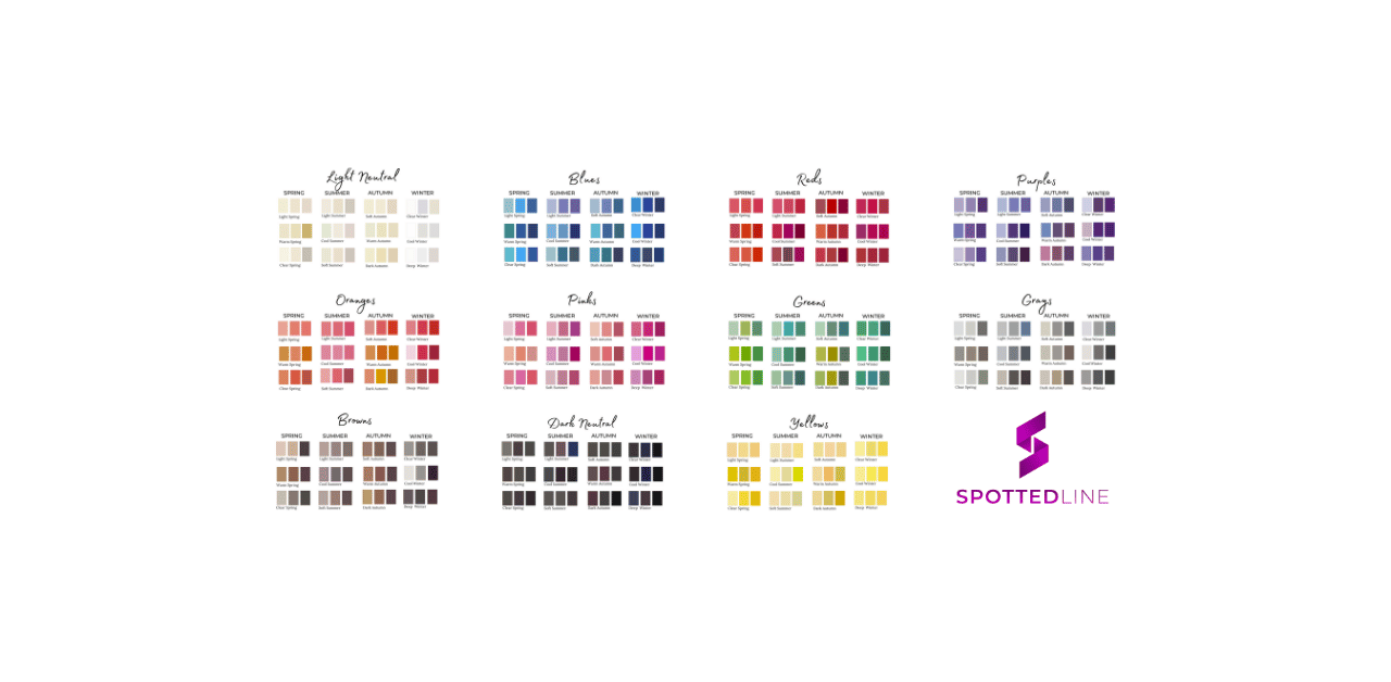 Color Season Palette Comparison with 11 full palettes and 121 colors