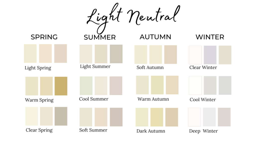 36 light neutral color season palette examples