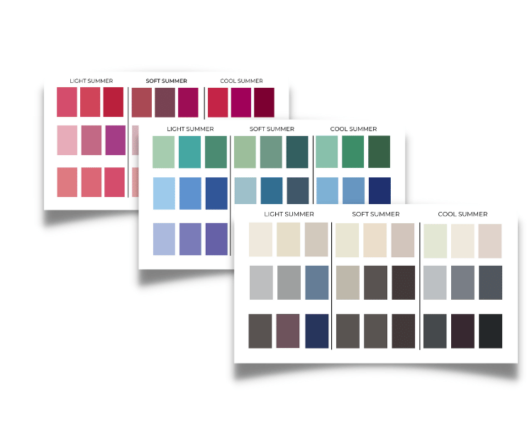 3 palette examples from the Summer Color Palette