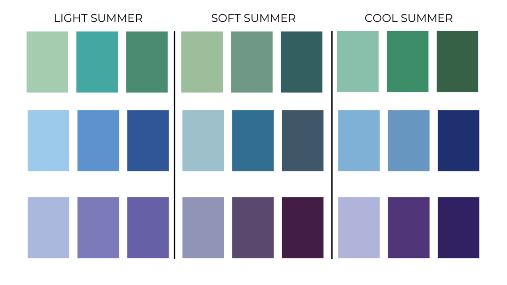 Greens, Blues, Purples Summer Color Palette