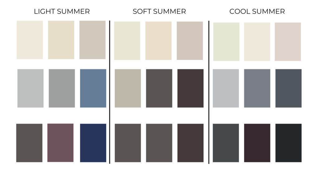 27 neutral samples from summer color palette