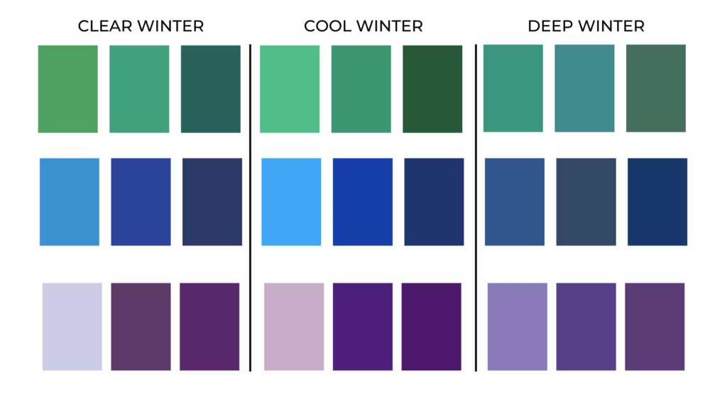 Green Blue Purple Winter Color Palette Chart