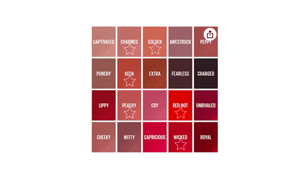 Lipstick shade chart for spring color type