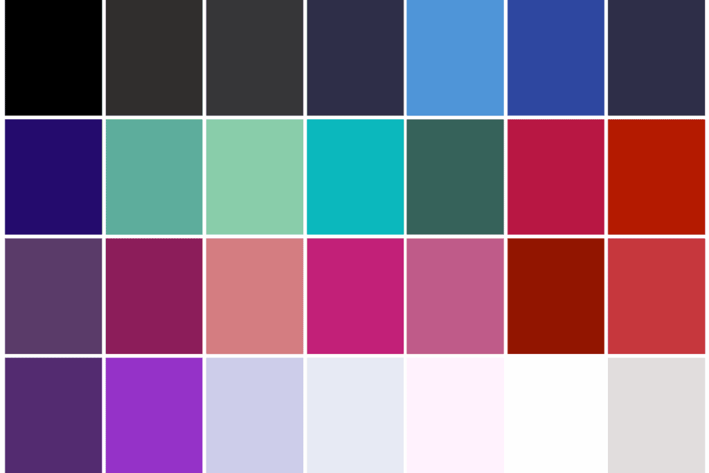 28 Color Options for Clear Winter Color Palette