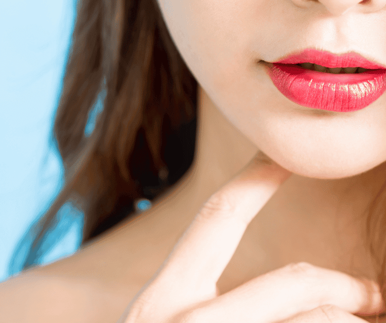 Woman in best red lipstick for fair skin