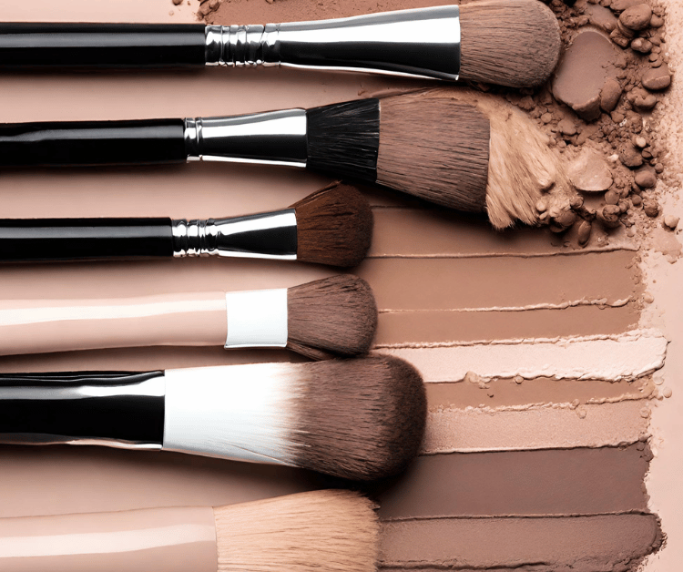 makeup brushes and taupe eyeshadow