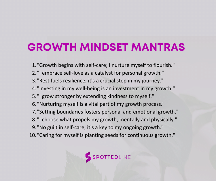 List of 10 mindset mantras for growth