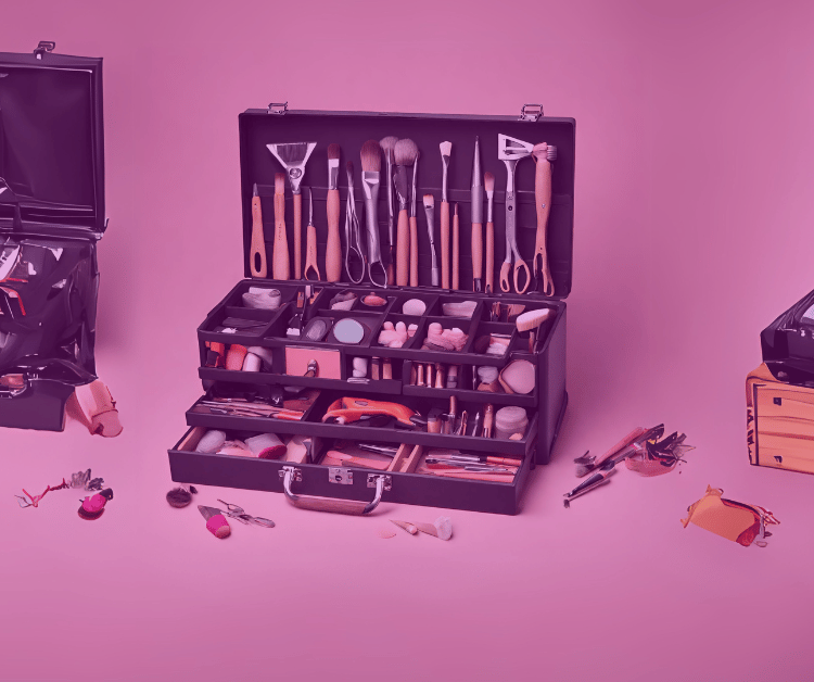 pun image skin therapy tools toolbox full of beauty products