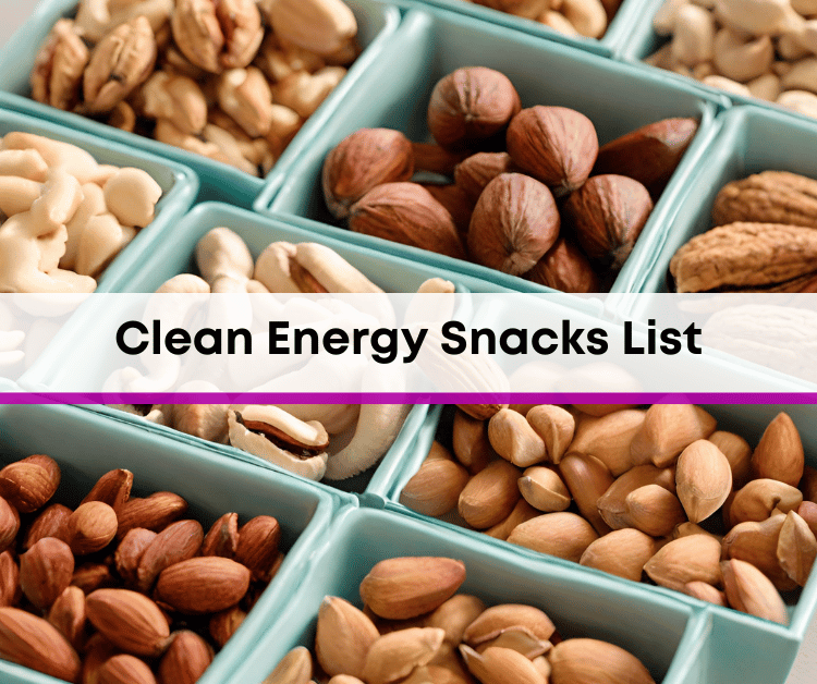 a variety of nuts in an organized container for clean energy snacks